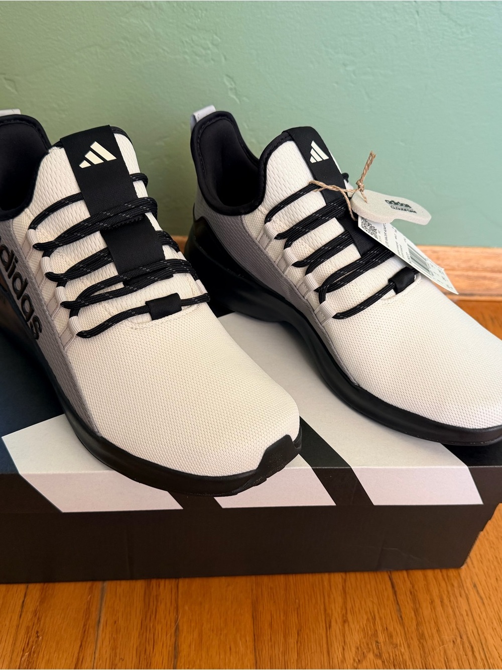adidas Men's White and Black Athletic Sneakers